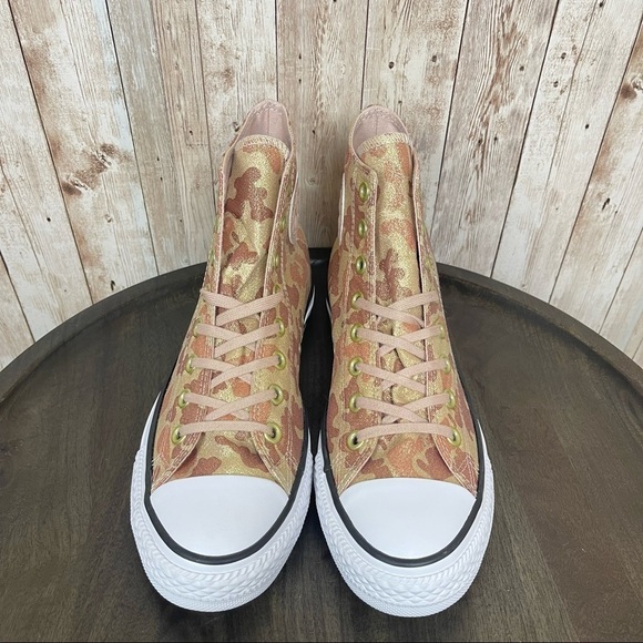 Converse CTAS Hi Particle Beige/Cameo Brown Glitter Sneaker Size 8 Women - Picture 2 of 9